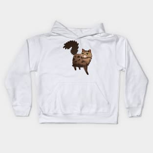 Fluffy Brown Tabby Cat Kids Hoodie